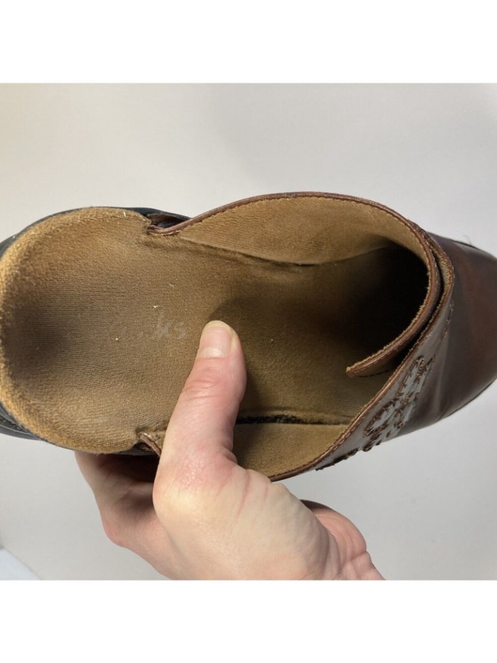Womens Brown Clarks Slip On Sandals Clogs Size 8 Floral Pattern - Picture 8 of 10